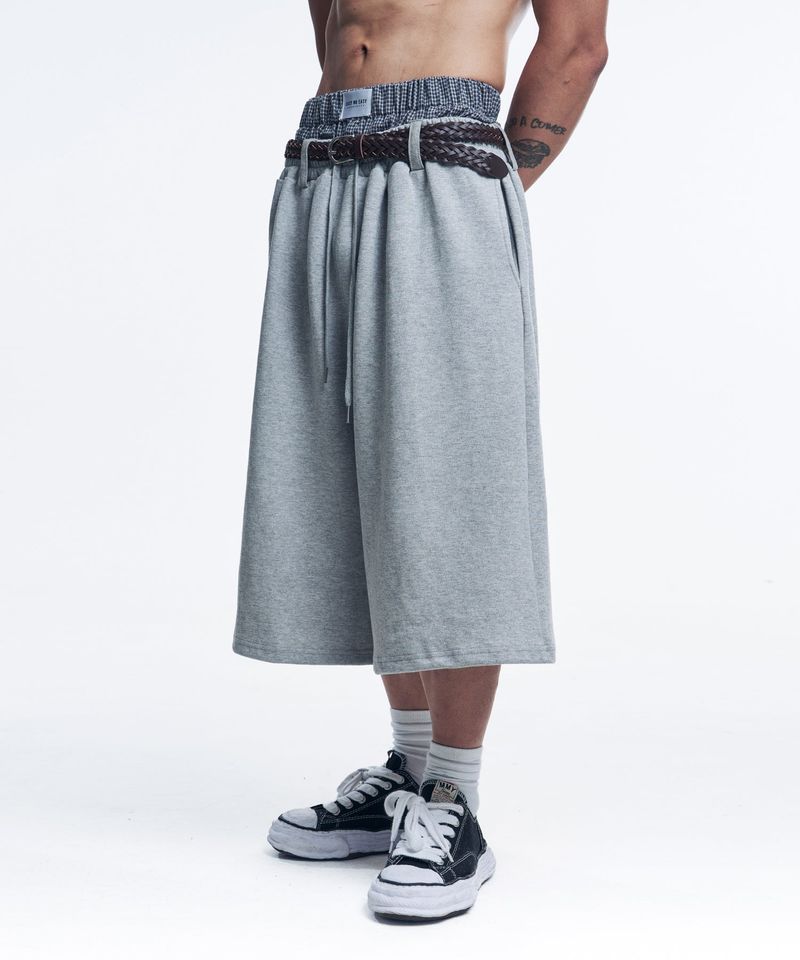 EASY NO EASY(イージーノーイージー)の「Boxer Layered Bermuda Sweat Pants - Gray(Pants)」