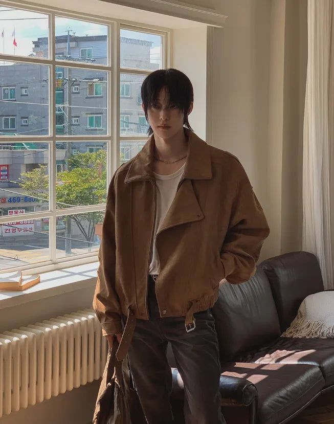 Seidon Suede High-Neck Rider Jacket
