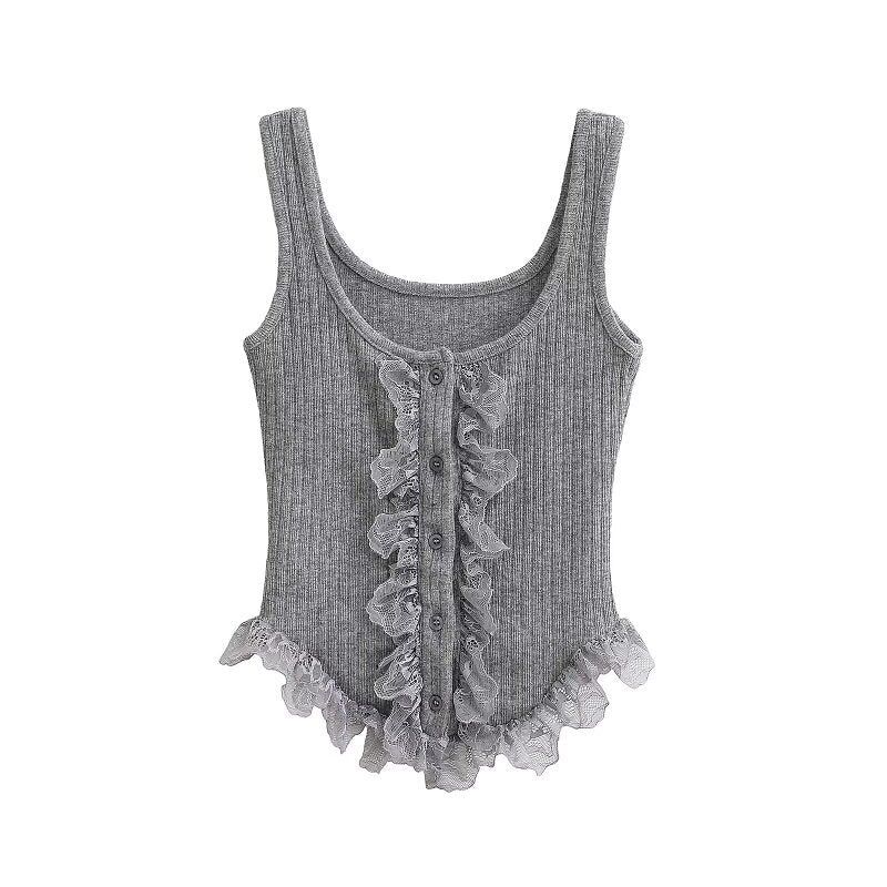 Cozy&Kitsch(コージーアンドキッチ)の「Brina Lace Ruffle Button Top(Tops)」
