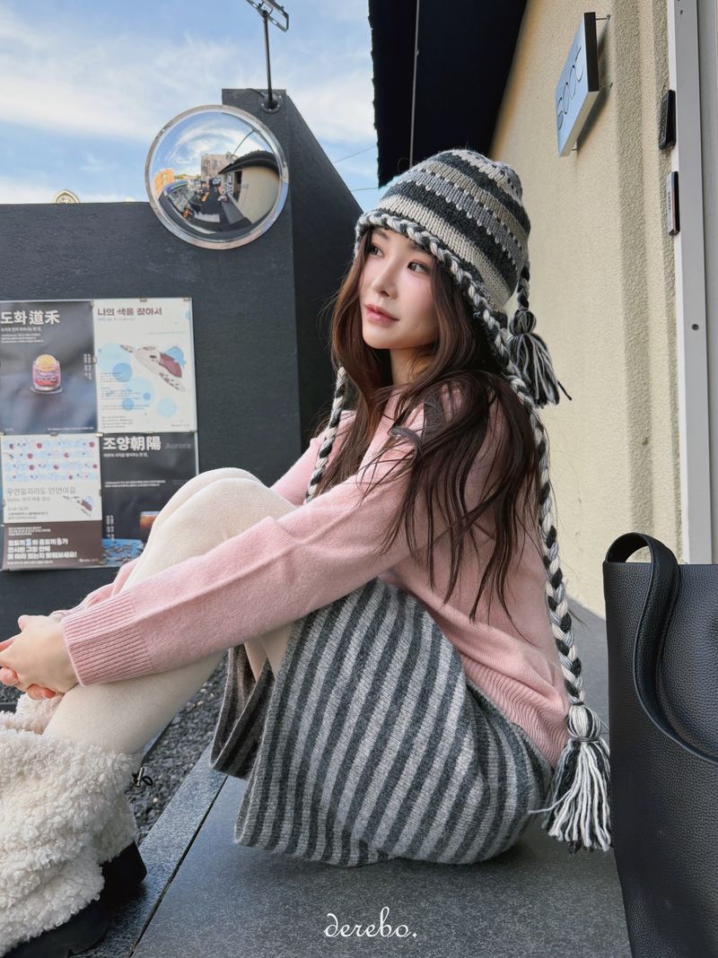 handmade stripe knit hat