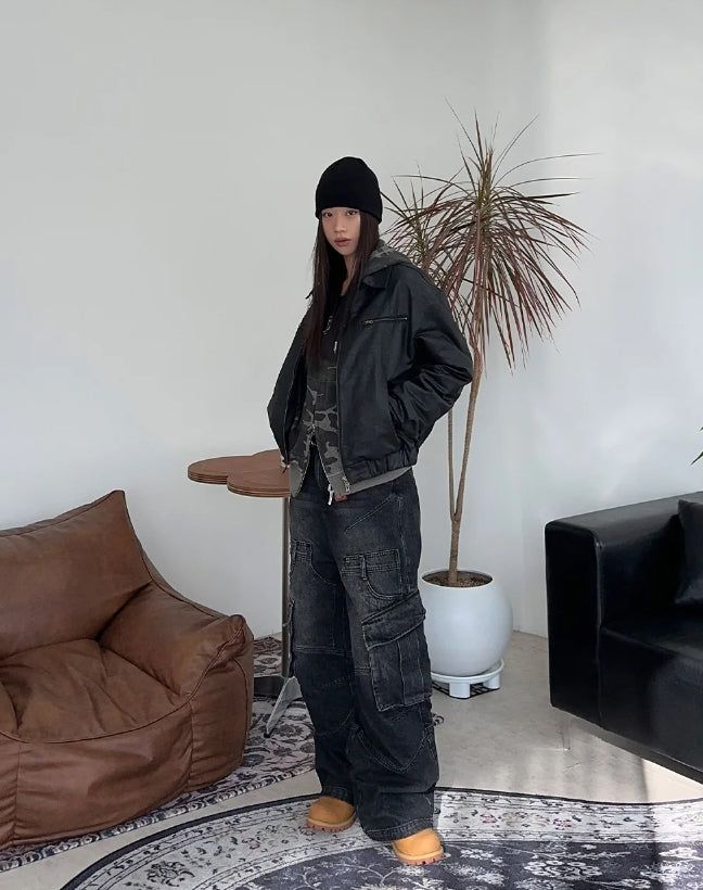 Edion Crop Leather Jacket
