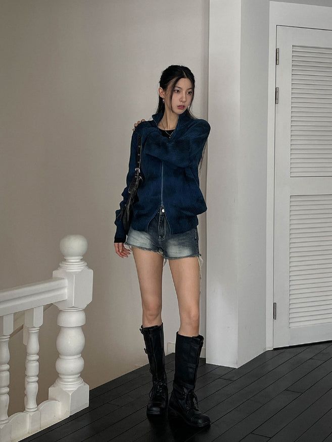 Cosy Spray Two-Way Knit Zip-Up