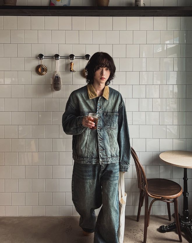French Golden Work Denim Jacket