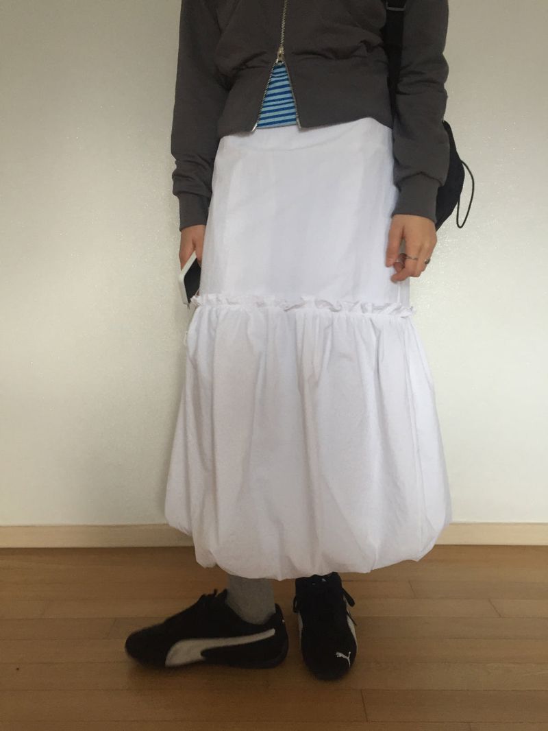 pumpkin nylon long skirt