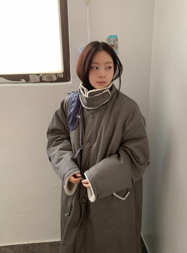 Panbi Wool Long Bomber Jacket