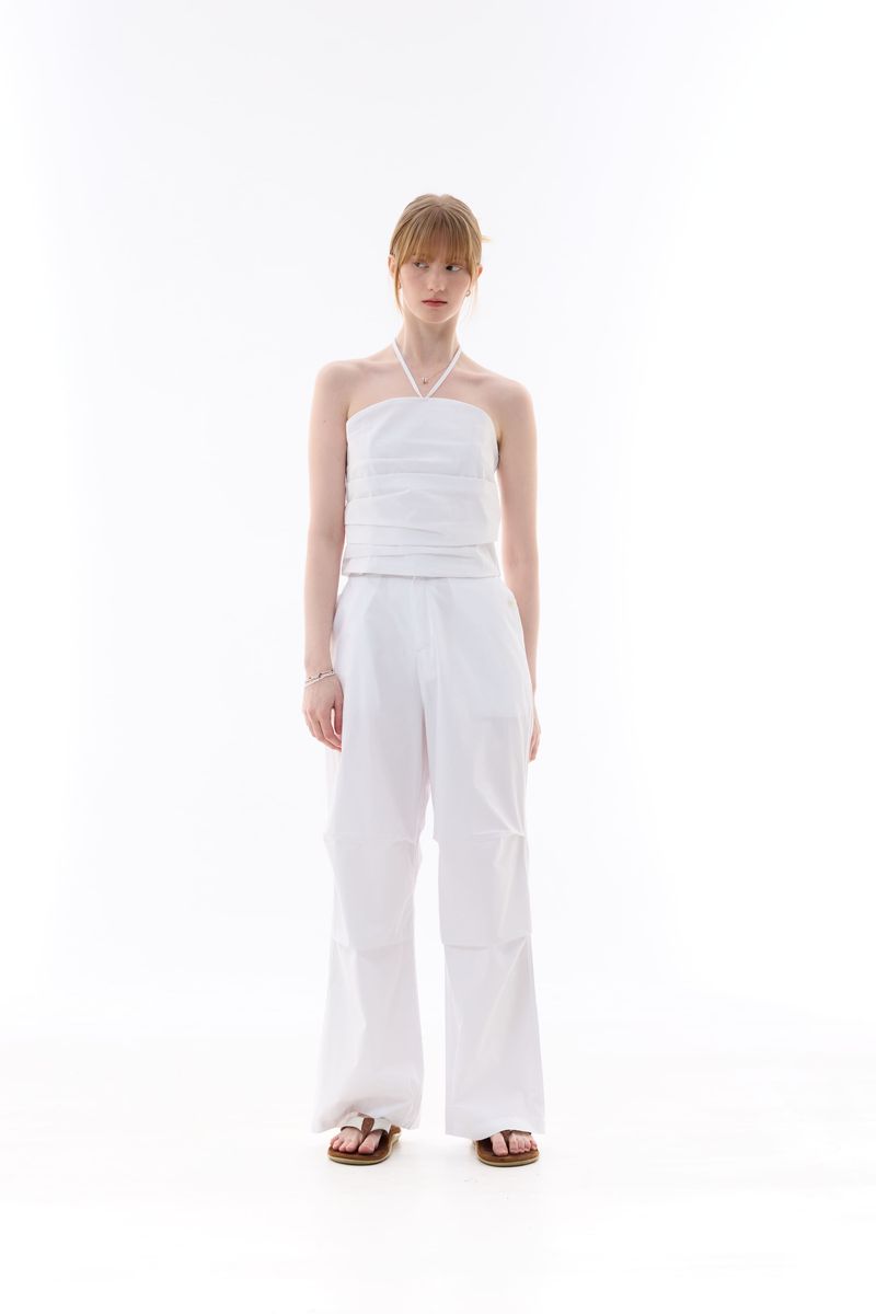 BIJOU PPINTUCK BANDING PANTS / WHITE