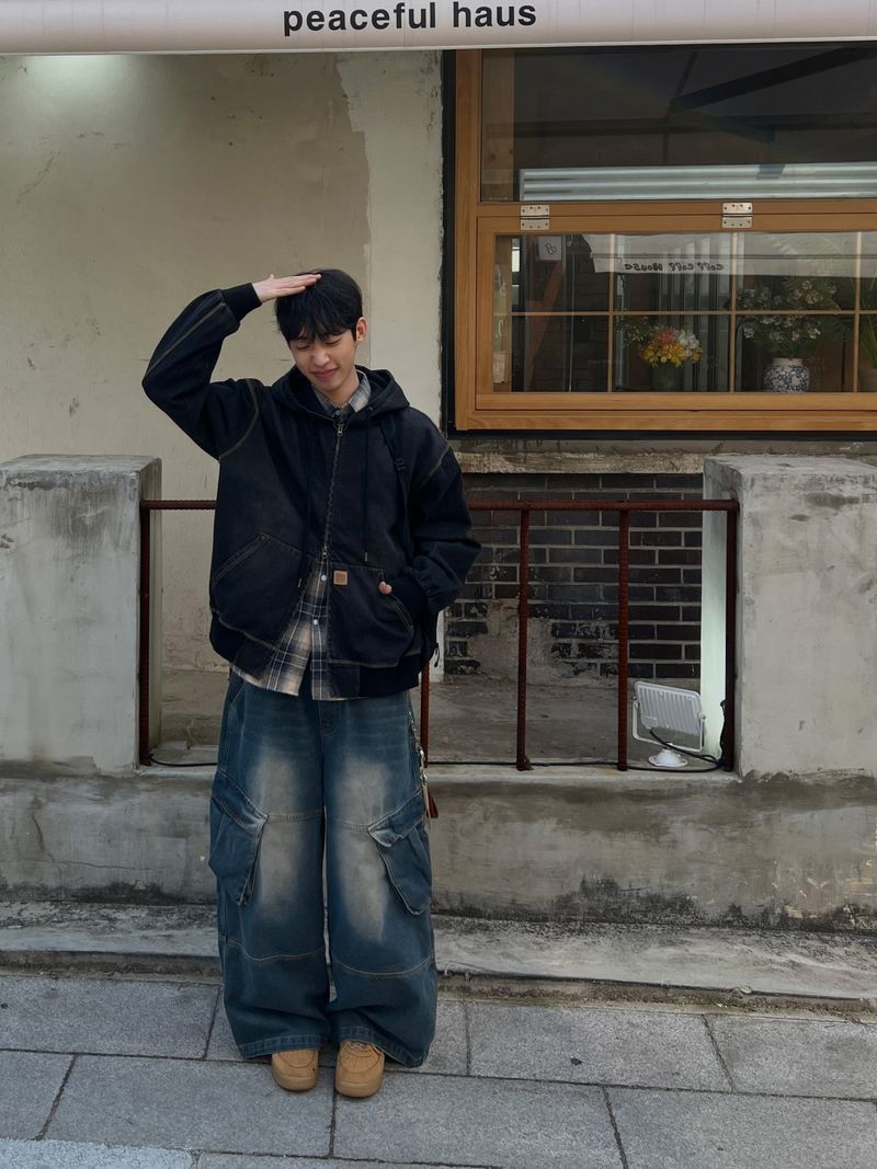 Rough Denim String Cargo Pants