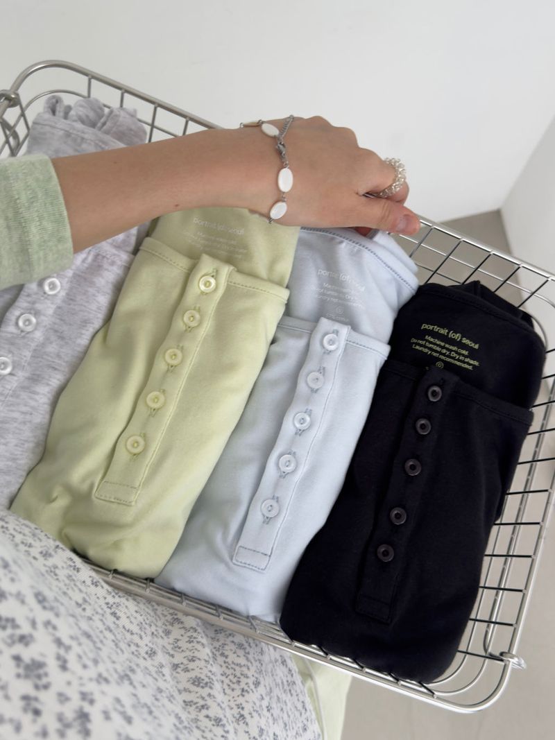 ブリーズ コットンモダール ヘンリーネック ティーシャツ (Bio-Washing) - ペール ライム