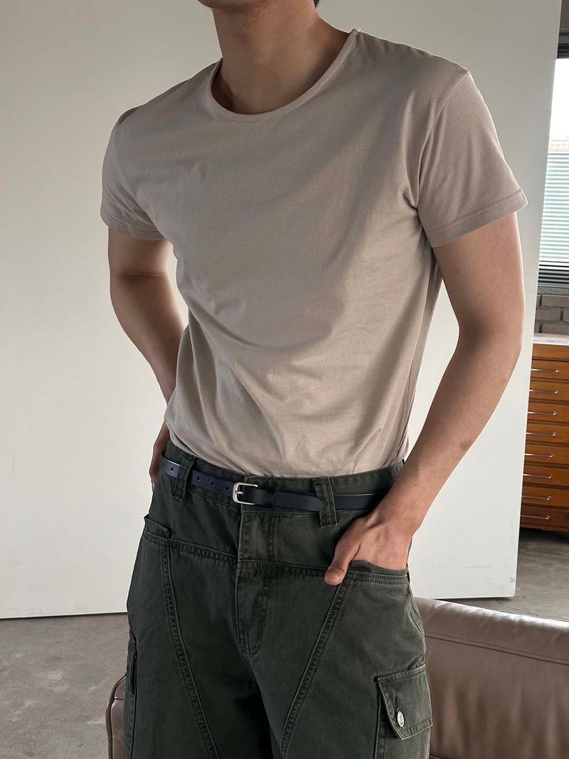 LAURANT(ロラン)の「Semi u neck muscle fit half t-shirts(4color)(Tops)」