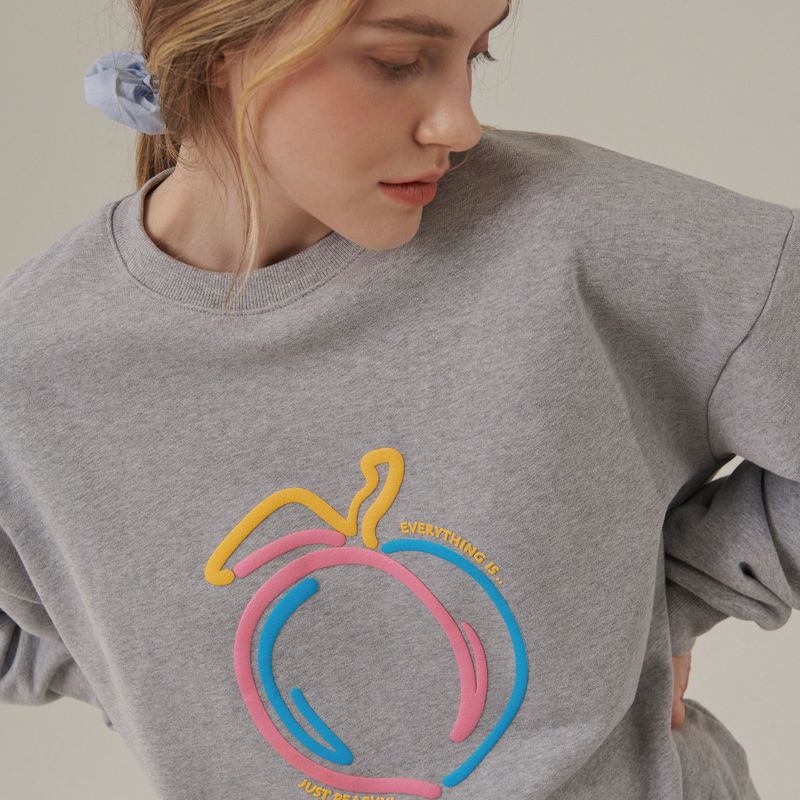Between A and B(ビットウィーンエーアンドビー)の「PEACH EMBOSSED PRINT SWEATSHIRT_MELANGE GRAY(Tops)」