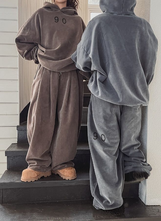 90 Pigmented Brushed Balloon Pintuck Pants