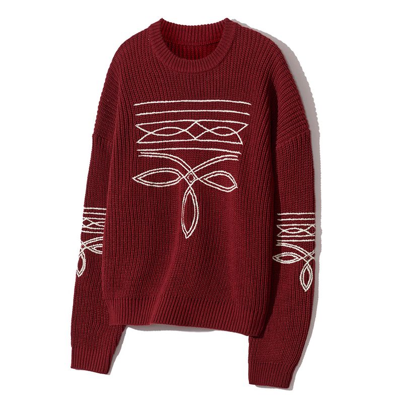 western stitch sweater burgundy