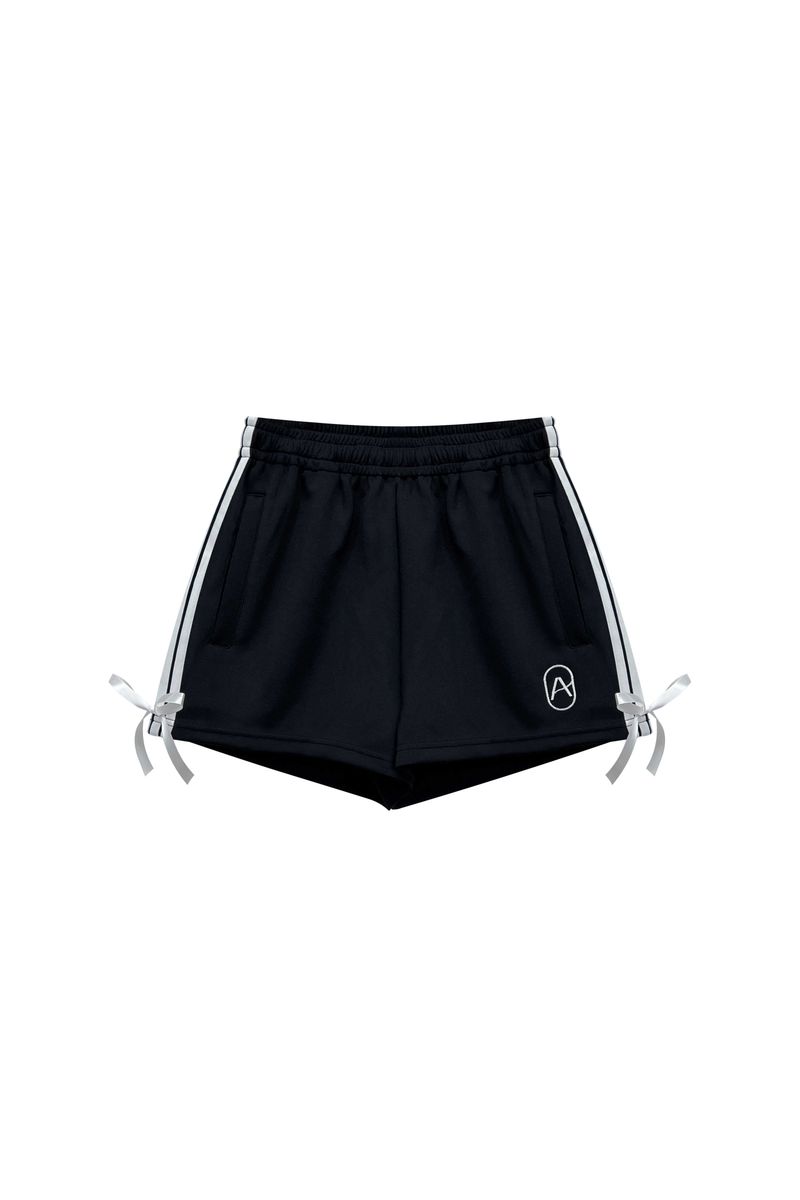 RIBBON JERSEY TRACK MICRO SHORTS / BLACK