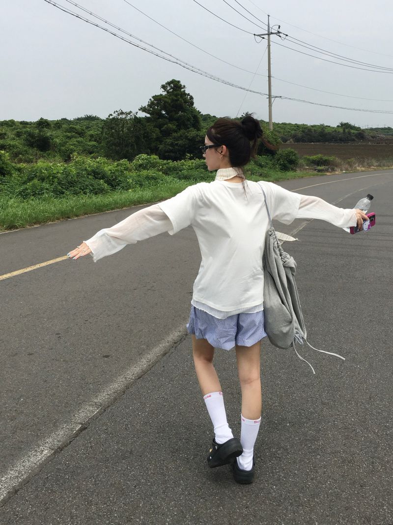 Sheer See-Through Layered Long Sleeve (4c)