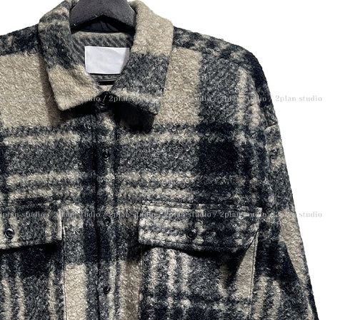 Bronte wool checked crop jacket