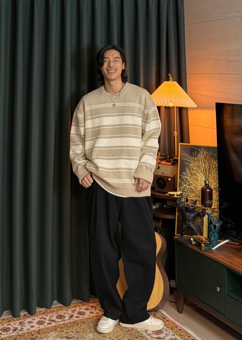 Front and back one-tuck denim pants 3COLOR