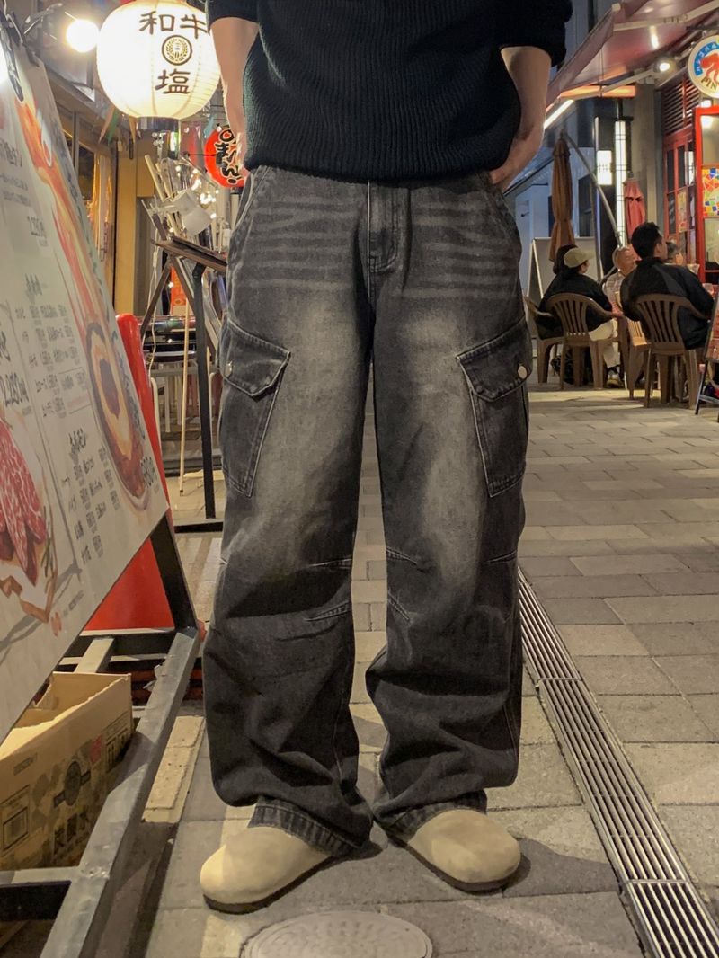 Tachi washed cargo denim pants