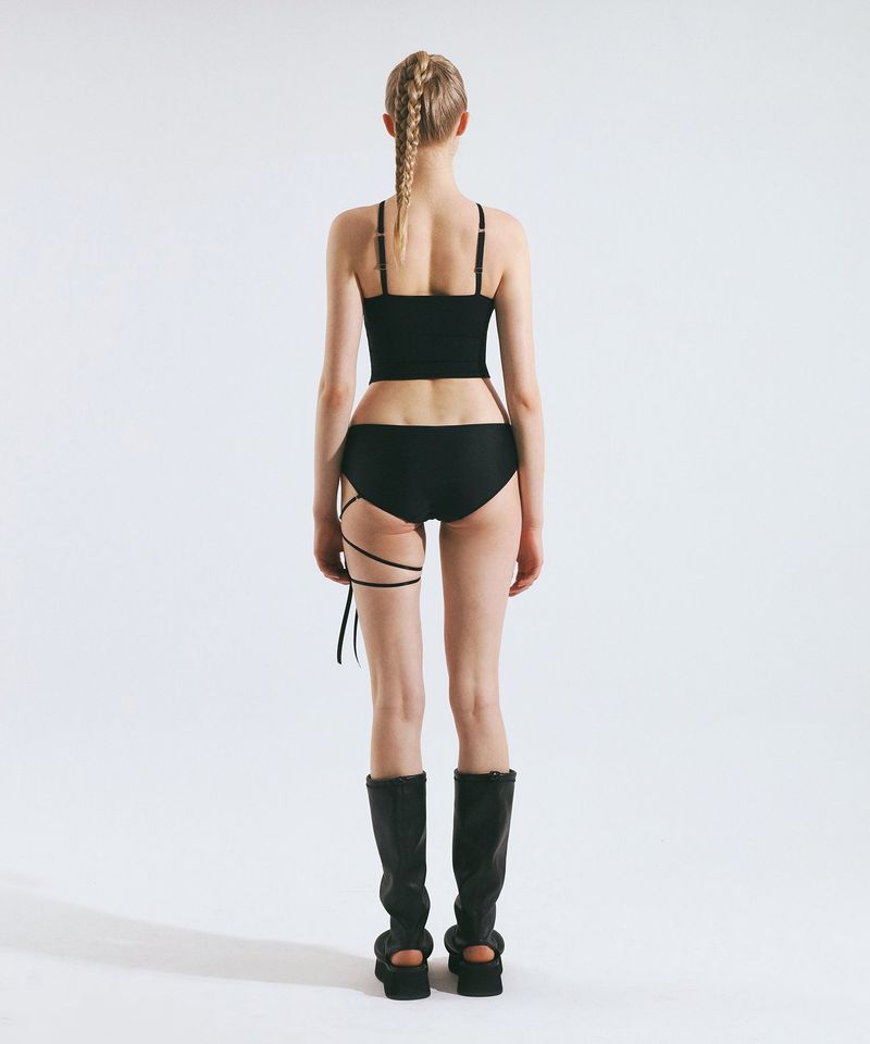 Cross Ribbon Low Bikini Panties (Black)