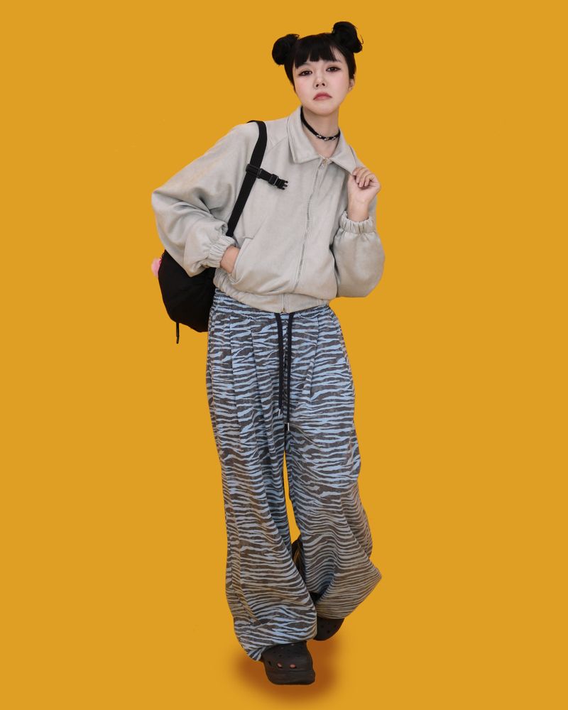 zebra banding pants - sky