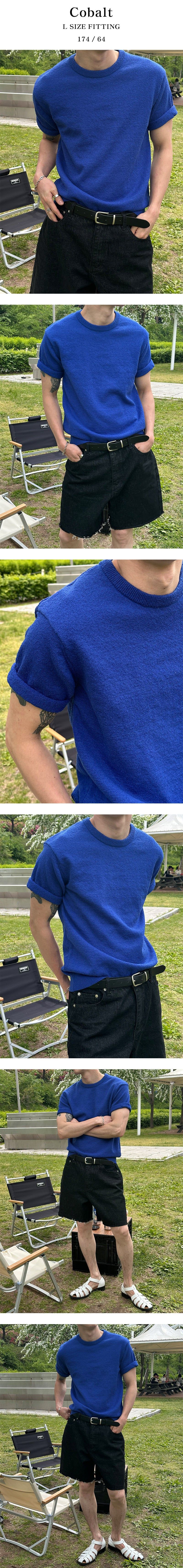 [S/S] Boucle round neck half knit(6color)