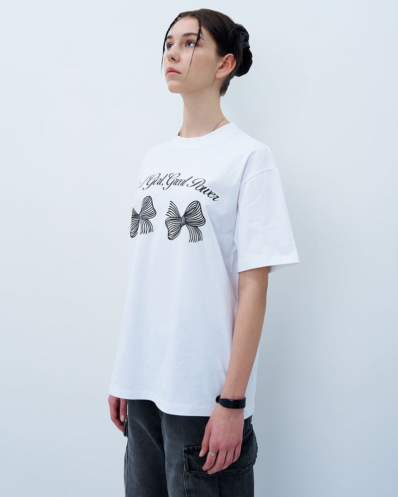 TWIN RIBBON TSHIRT-WHITE
