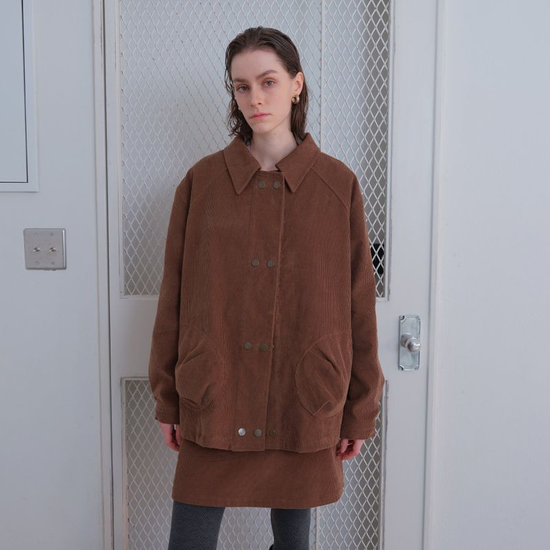 Brown Corduroy Double Button Jacket