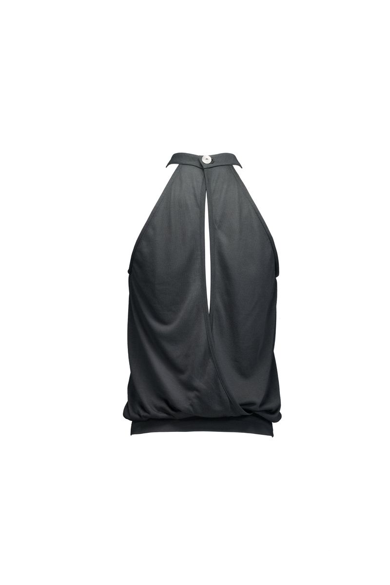Drape Neck Top [Charcoal]
