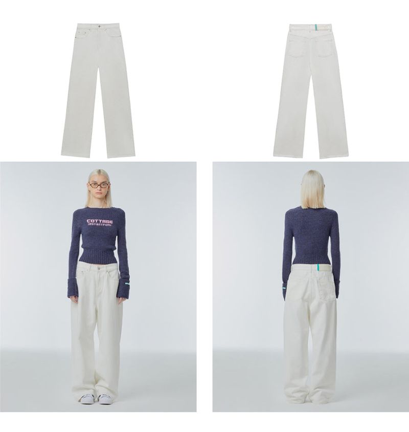Washed denim wide-leg jeans