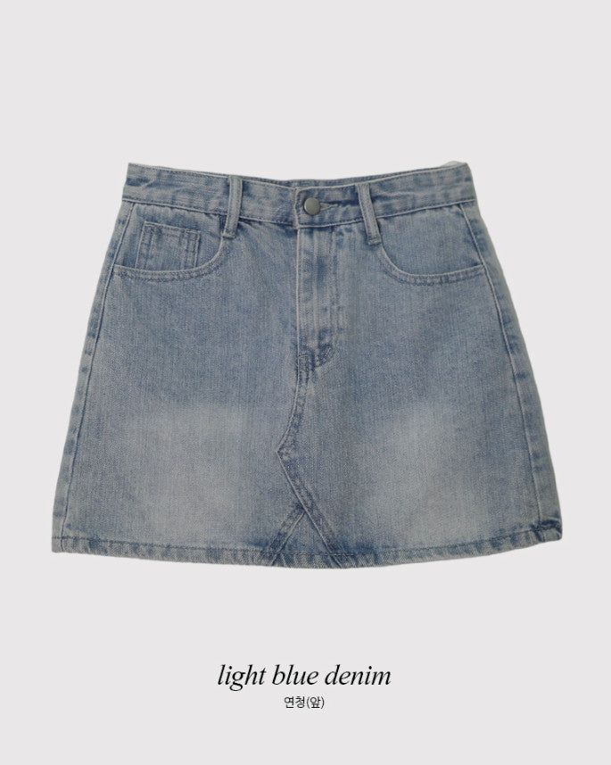 Light Washing Denim Mini Skirt (2color)