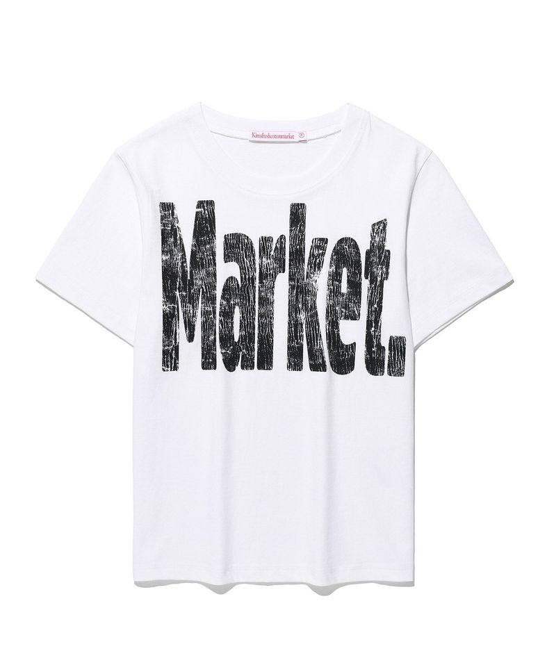 Kims Fresh Cotton Market(キムス フレッシュ コットン マーケット)の「クラックマーケットロゴTシャツ White(トップス)」