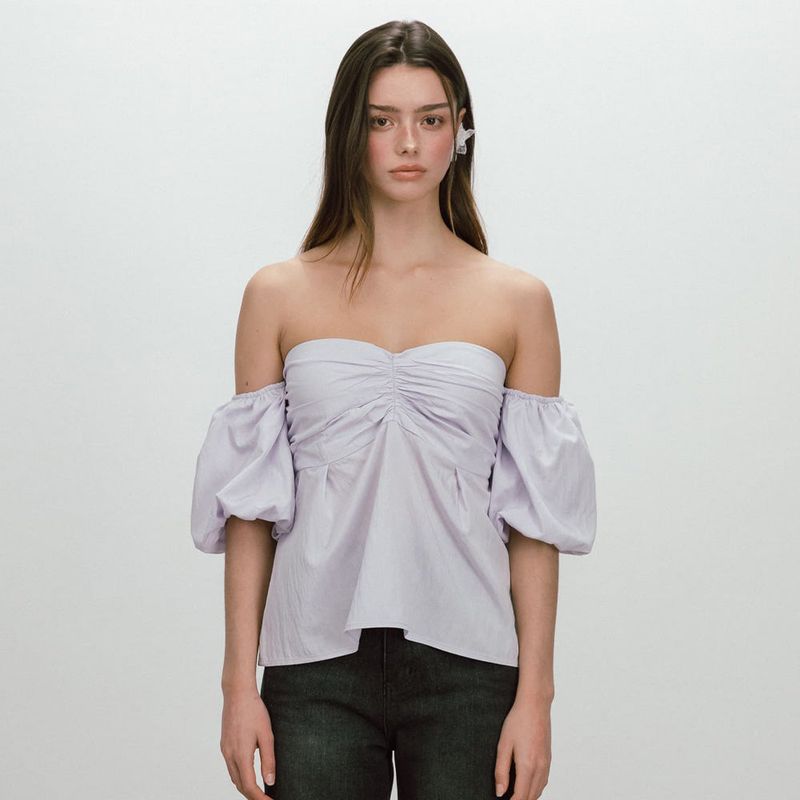 PUFF SHIRRING BLOUSE / PURPLE