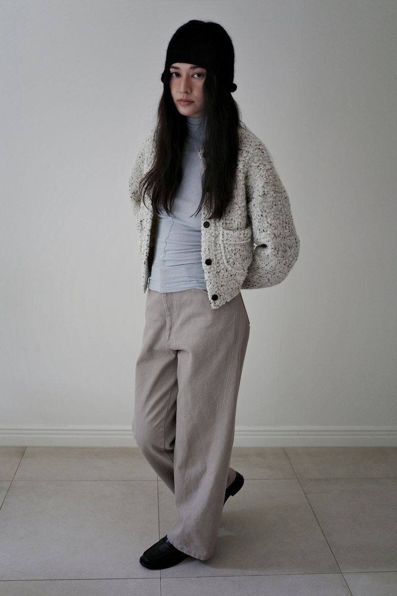 Washed straight leg pants, Beige