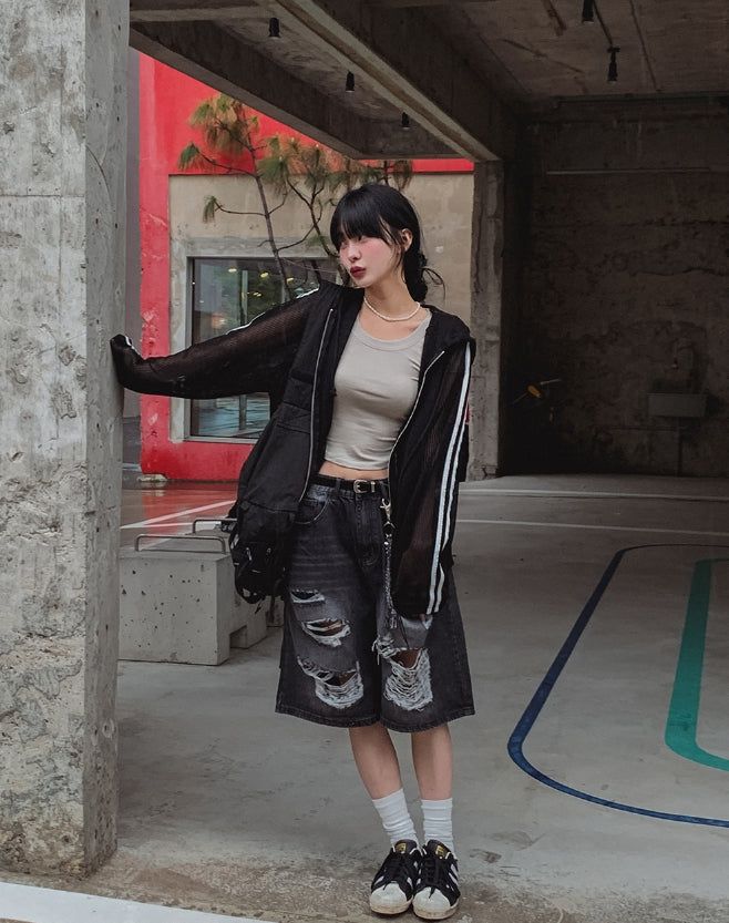 Summer Track Mesh Hooded Zip-Up