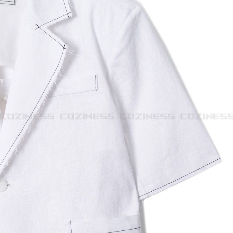 90's Linen Decki Stitch Oversized Jacket (2 colors)