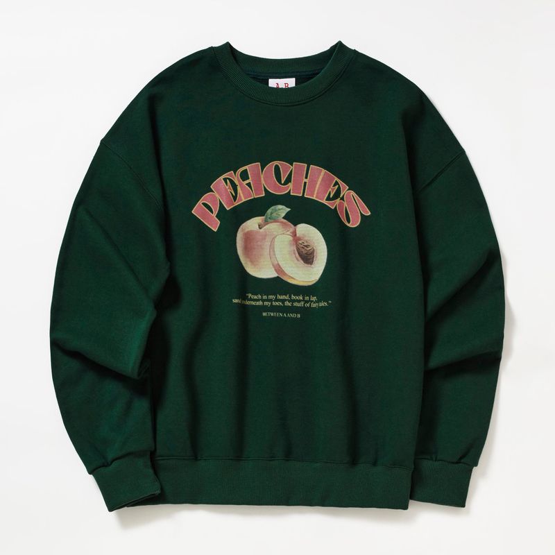 PEACHES DRAWING SWEATSHIRT_DEEP GREEN