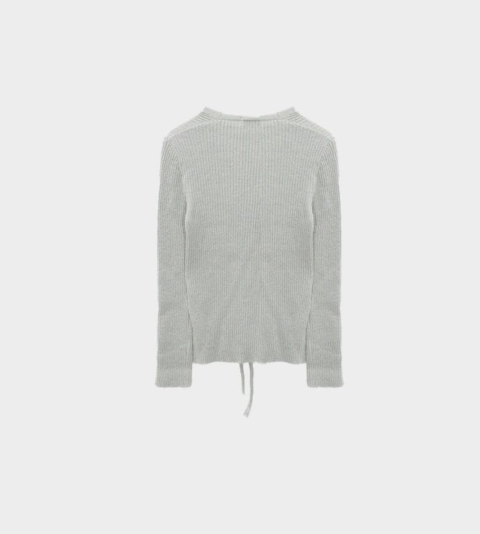 Side slit ribbed lace-up knit