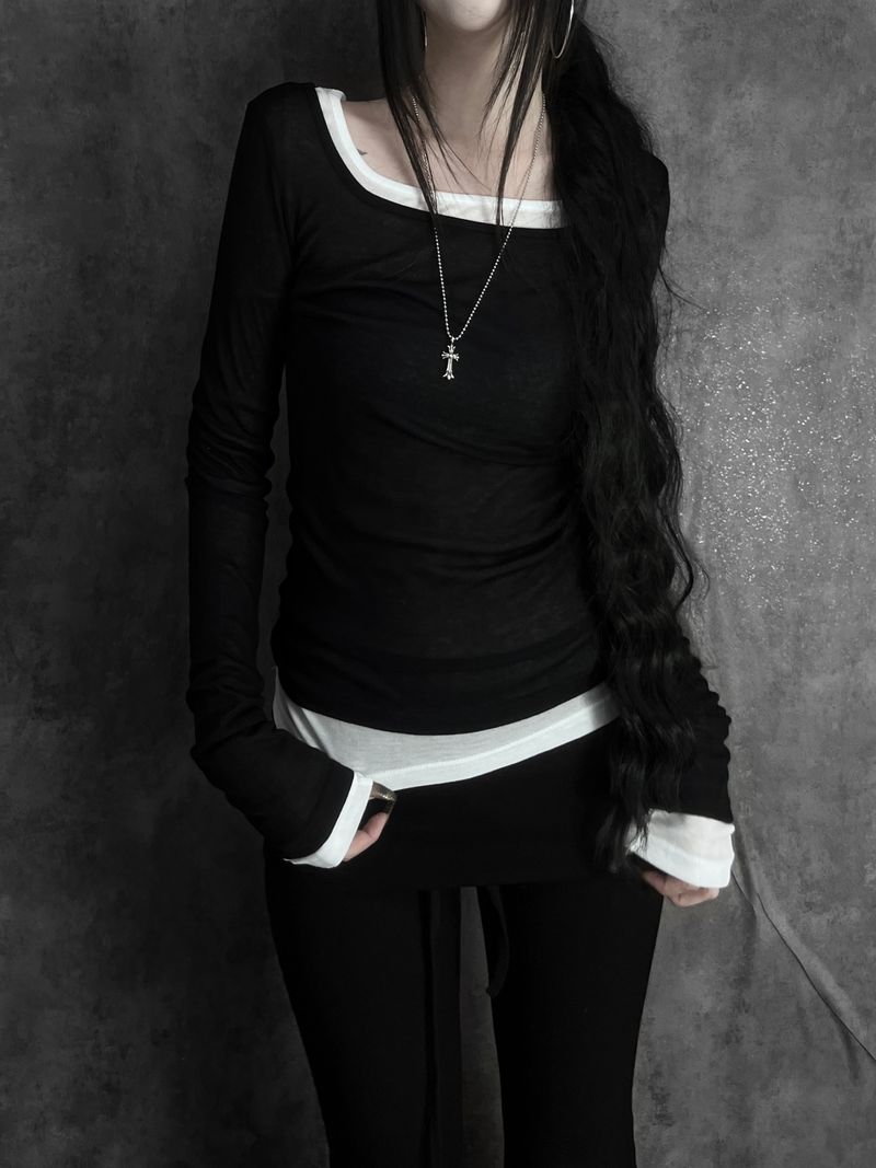 tencel square neck T (3color)