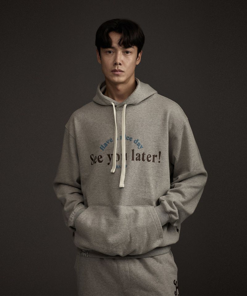 HAAND LOGO GRAPHIC HOODIE GREY