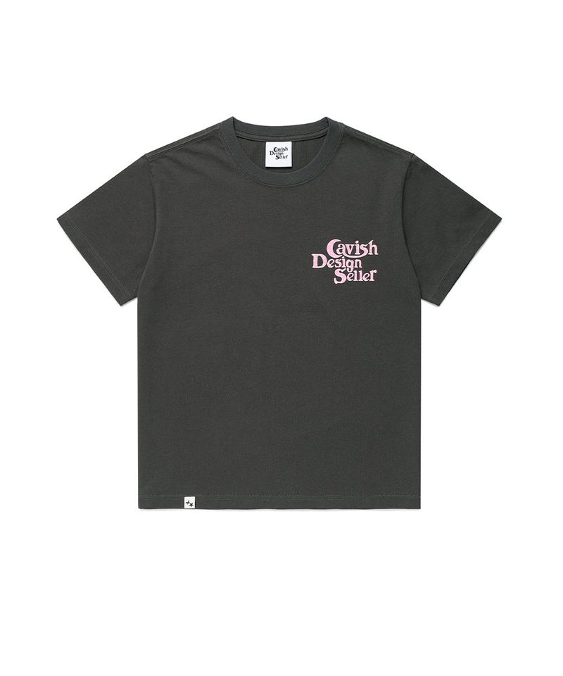 cavish（カビシ）の「W STAR SELLER LOGO SS TEE CHARCOAL(CV2GMFT549A)（Tops）」