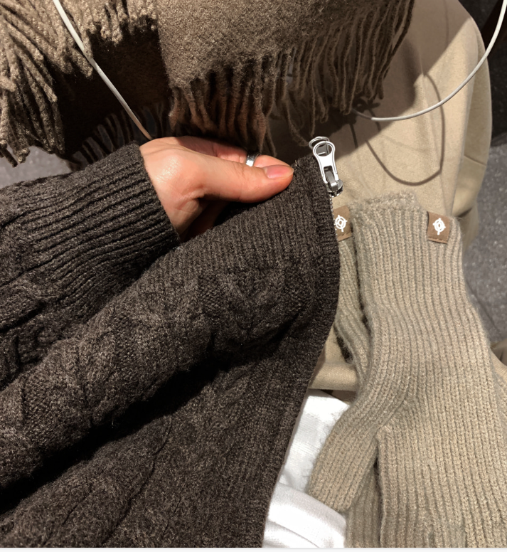Amp Ghost Cable Semi-Over Two Way Knit Zip-Up