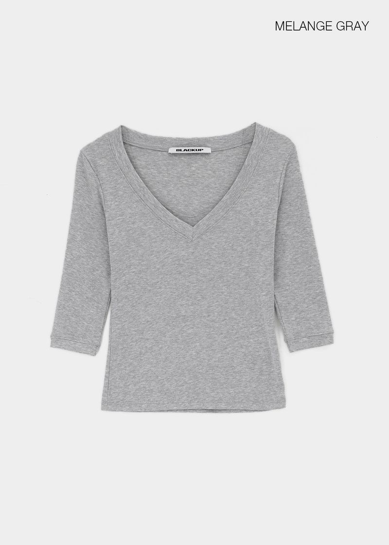 [MADE] プラムVネック3/4スリーブTシャツ