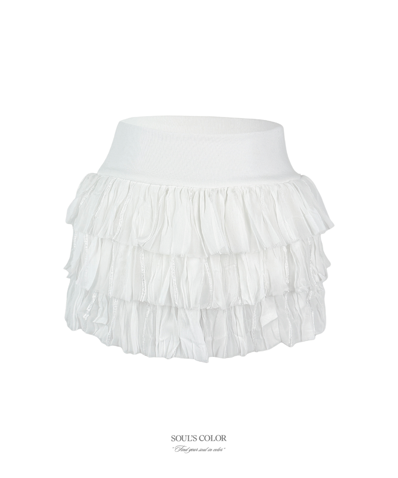 SOUL'S COLOR（ソウルズカラー）の「Swan pearl frill skirt (1. Ivory)（Skirts）」