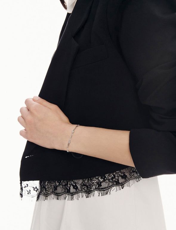 26SS★ Essence Silver (W) Moissanite Link Chain Bracelet