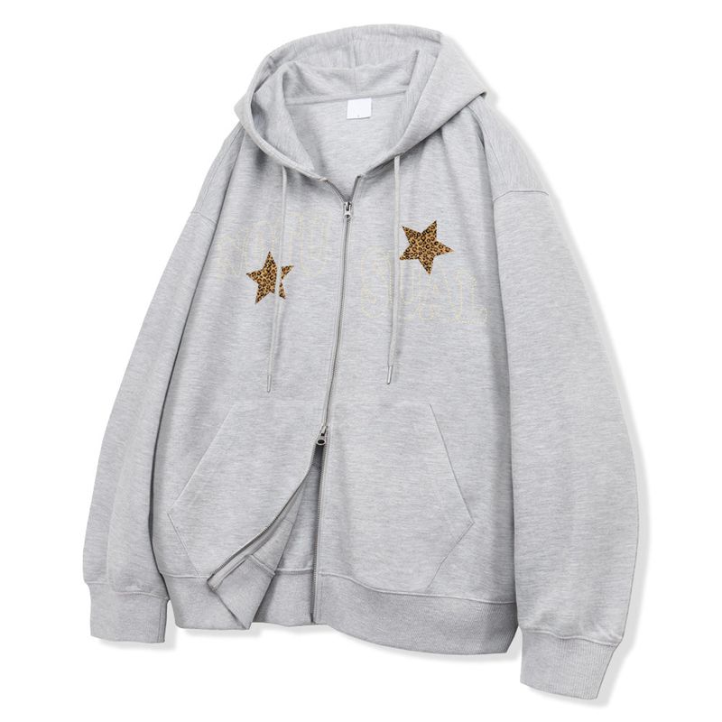 Leopard Star 2way Zip-Up Hoodie - 2COLOR
