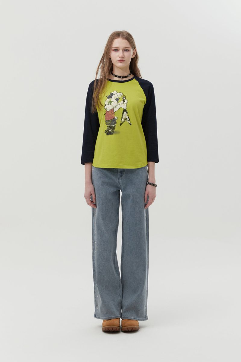 ROCKTTY BUNNY RAGLAN T-SHIRT [LIME]