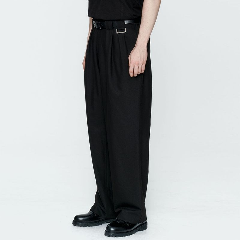 Two Pleats Wide Pants Black