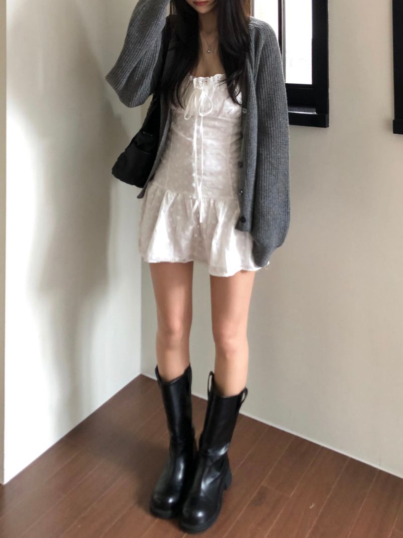 V-knit cardigan (2 colors)