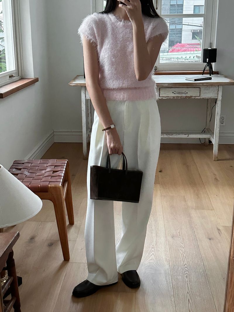 luch wool pintuck wide slacks