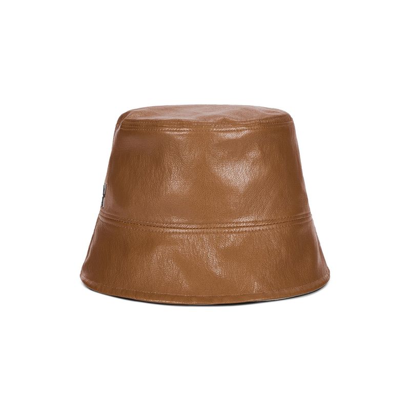 VA Cubic Stud Veganleather Drop Bucket Hat / Camel