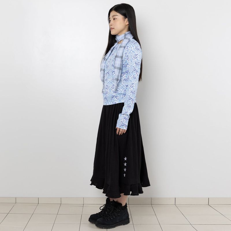 TTTTwister Ruffle Long Skirt - Black